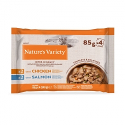 Comida Húmeda en Salsa para Gatos con Sabor a Pollo y Salmón Nature´s Variety