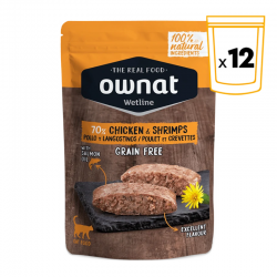 Ownat Wetline comida húmeda para gatos chicken & shrimps