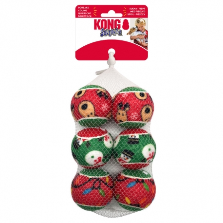 Kong Snuzzles Squeakair Balls 6 Pelotas de Navidad para Perros