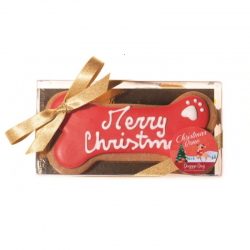 Galleta Merry Christmas Hueso Rojo de Vainilla Snack para Perros Doggye Bag