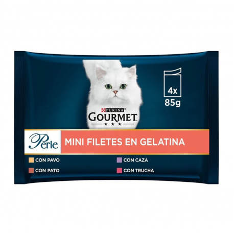 Gourmet Perle Mini Filetes en Gelatina Comida Húmeda para Gatos