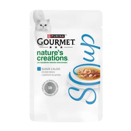 Gourmet Nature´s Creations Soup Comida Humeda en Caldo para Gatos con Atún y Gamba