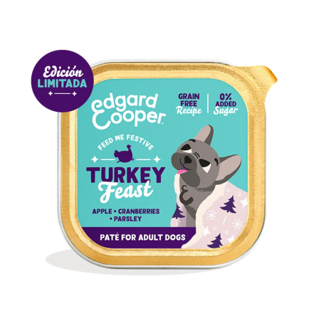 Edgard & Cooper Feasts Comida húmeda en Paté para Perros Especial Navidad con Pavo