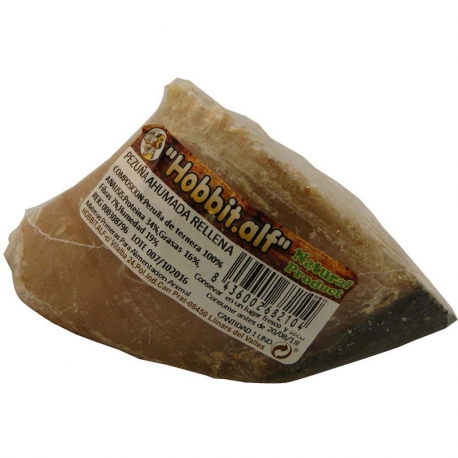 HobbitAlf Pezuña de Ternera Ahumada Rellena Snack para Perros