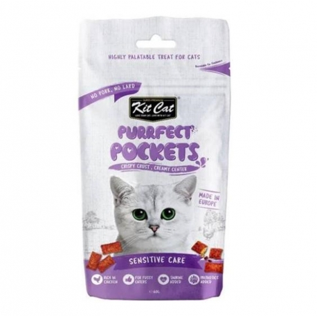 Kit Cat Purrfect Pockets Snack para Gatos Sensitive Care