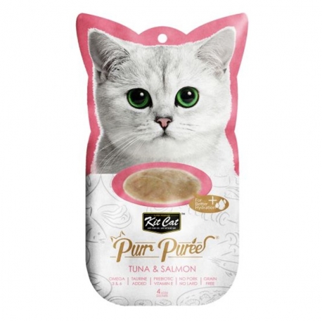 Kit Cat PurrPuree Snack para Gatos Atún y Salmón
