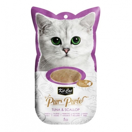 Kit Cat PurrPuree Snack para Gatos Atún y Vieiras