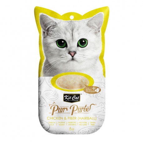 Kit Cat PurrPuree Snack para Gatos Hairball Control Pollo y Fibra