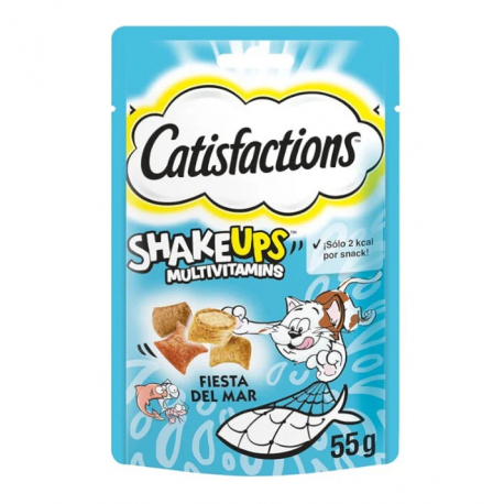 Catisfactions Shake Ups Multivitamins Fiesta del Mar Snacks para Gatos con Pescado