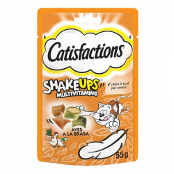 Catisfactions Shake Ups Multivitamins Aves a la Brasa Snacks para Gatos con Pescado