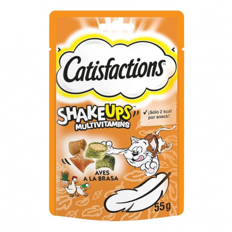 Catisfactions Shake Ups Multivitamins Aves a la Brasa Snacks para Gatos con Pescado