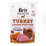 Brit jerky snack meaty coins pavo premios para perro