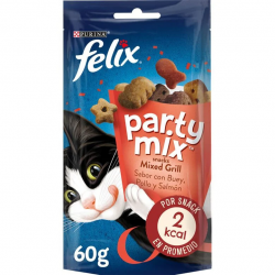Felix Party Mix Grill Snack para Gatos con Buey, Pollo y Salmón