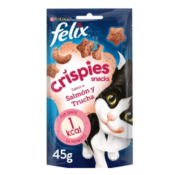 Felix Crispies Snack para Gatos de Salmón y Trucha