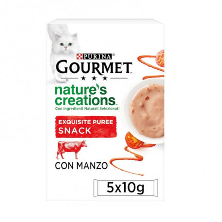 Gourmet Natures Creations Puree Snack Cremoso para Gatos con Buey