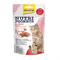 GimCat Nutri Pockets Snack para Gatos Malta con Carne de Buey