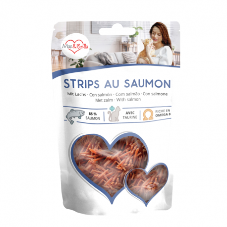 Max&Bella Snack para Gatos Finas Tiras de Salmón