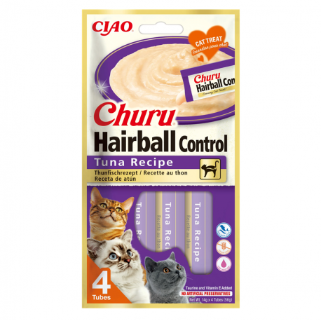 Churu Hairball Snack Cremoso para Gatos con Atún