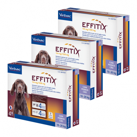 Effitix antiparasitario Pack Ahorro 12 pipetas para perros medianos (10-20kg)