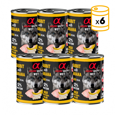 Alpha Spirit Comida Húmeda Para Perros con Conejo y Plátano