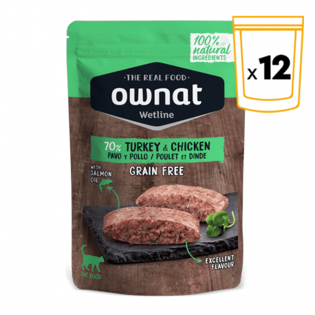 Ownat Wetline comida húmeda para gatos turkey & chicken