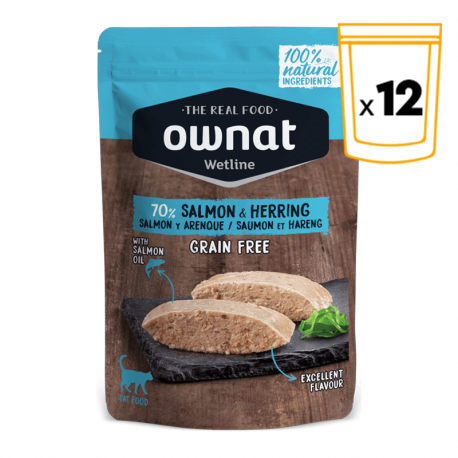 Ownat Wetline comida húmeda para gatos salmon & herring
