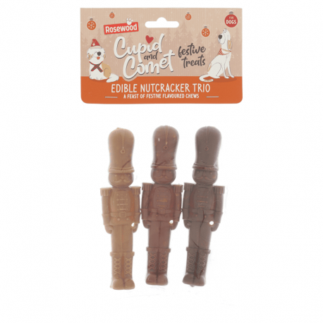 Cupid and Comet Trío Cascanueces Navideño Snack para Perros