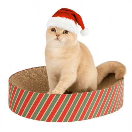 Rascador de Cartón para Gatos Cama de Navidad Pawise