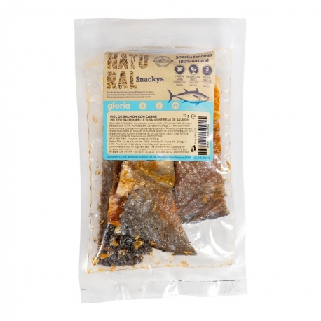 Natural Snackys Snack para Perros y Gatos Piel de Salmón con Carne