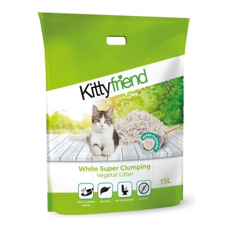 KittyFriend White Super Clumping Arena Vegetal para Gatos