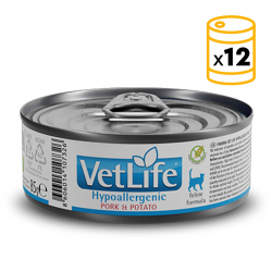 Pack de latas Farmina Vet Life Hypoallergenic Pork & Potato para gato con Cerdo