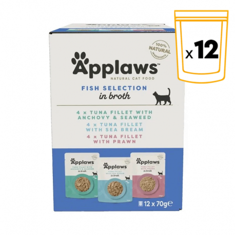Applaws Multipack Sobres de Comida Húmeda en Caldo para Gatos con Pescado