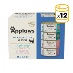 Applaws Multipack Latas de Comida Húmeda en Caldo para Gatos con Pescado 12x70 gr